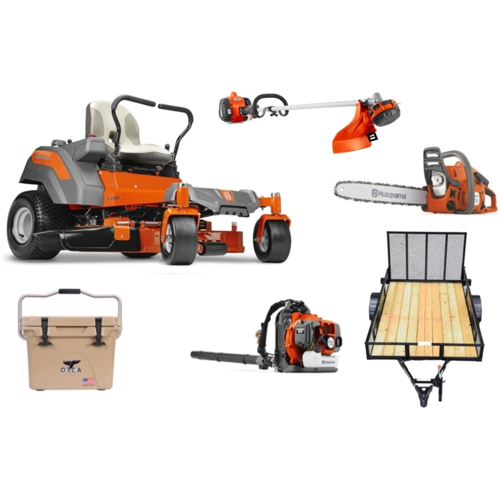 Caliber Trailer Mfg. HH428 Husqvarna Mower Bundle - Z242F Zero Turn 150BT Blower 130L Trimmer 1 Caliber Trailer Mfg. HH428 Husqvarna Mower Bundle - Z242F Zero Turn 150BT Blower 130L Trimmer