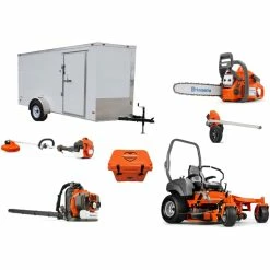 Cynergy Cargo LLC HH465 Husqvarna Mower Bundle - MZ 61 Zero Turn 350BT Blower 7x12 Enclosed Trailer