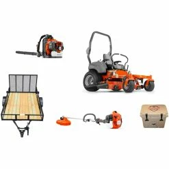 Caliber Trailer Mfg. HH579 Husqvarna Mower Bundle - M-ZT 61 Zero Turn 350BT Blower 525L Trimmer